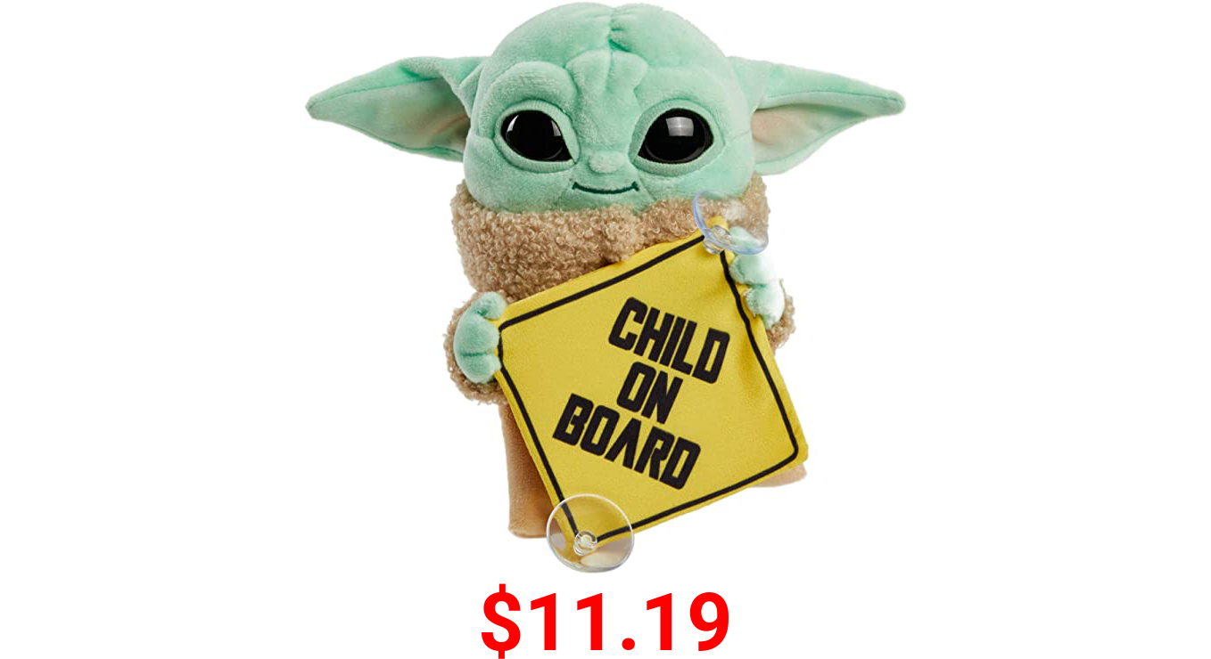 Star Wars Grogu Plush “Child on Board” Sign +Toy, 8-in Character from The Mandalorian, Soft, Collectible Cuddle Toy & Automobile Signage