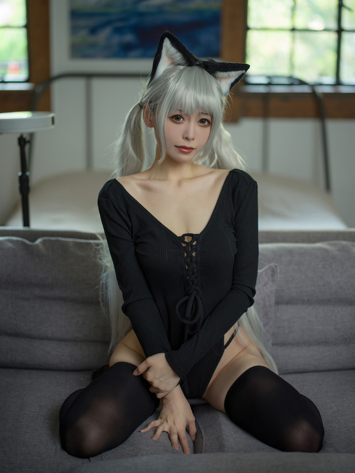Cosplay 樱岛嗷一 黑猫针织衫连体衣 Set.01 1