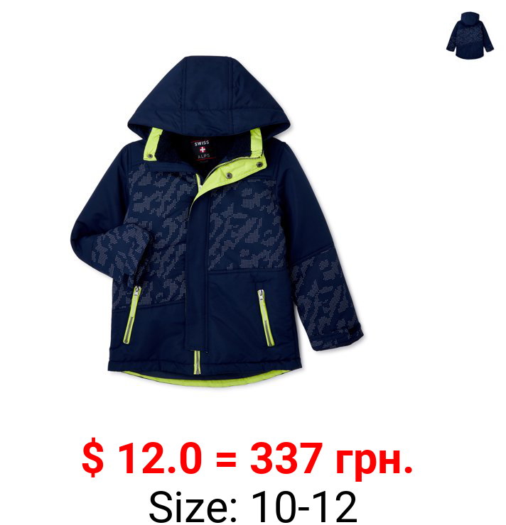 Swiss Alps Boys Ski Jacket with Relfective Camo Print
