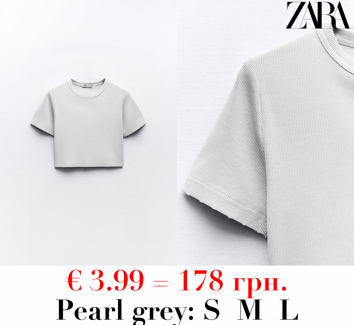 FADED-EFFECT RIBBED CROP TOP