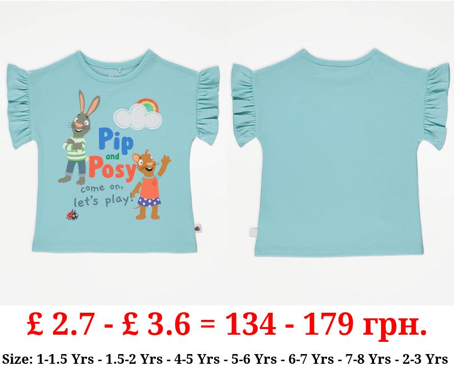 Pip and Posy Aqua Slogan T-Shirt