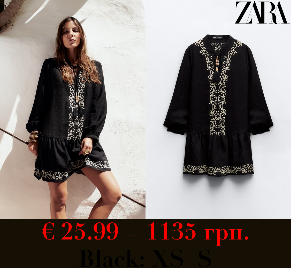 DRESS WITH CONTRAST EMBROIDERY