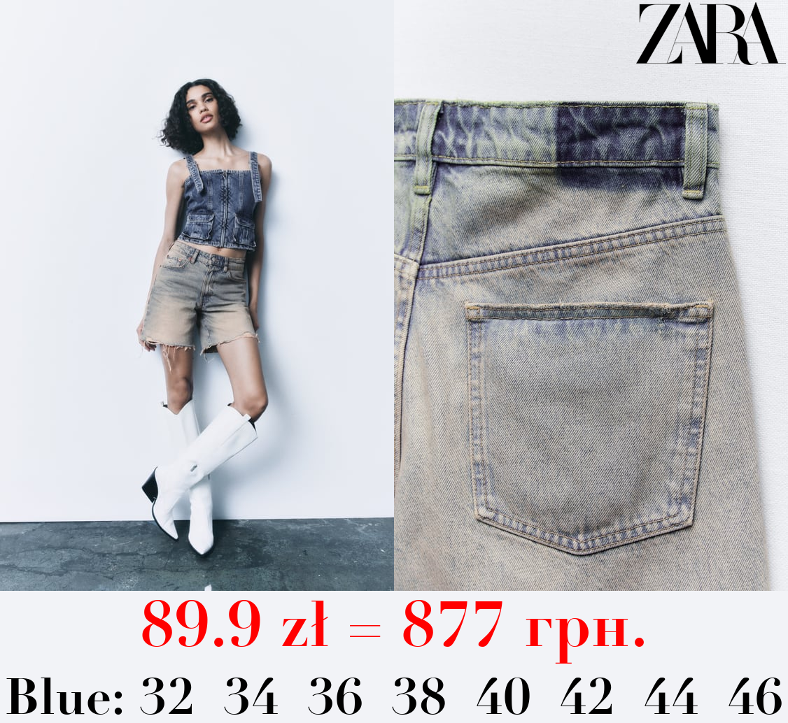 LOOSE FIT DENIM TRF BERMUDA SHORTS
