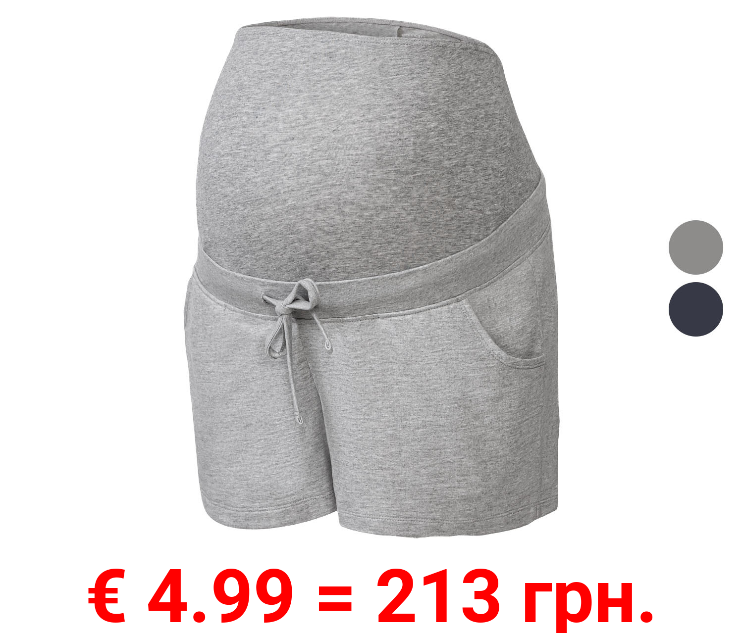 esmara® Damen Umstands-Sweatshorts, niedrige Leibhöhe, mit elastischem Besatz