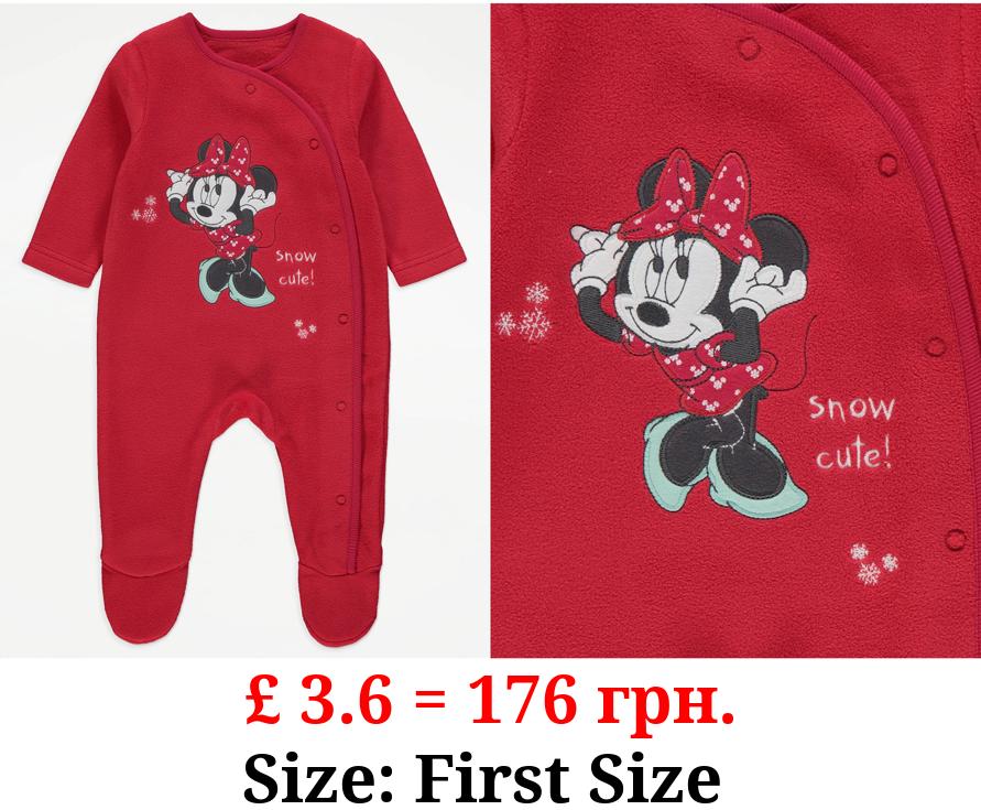 Disney Minnie Mouse Red Snow Cute Fleece Sleepsuit