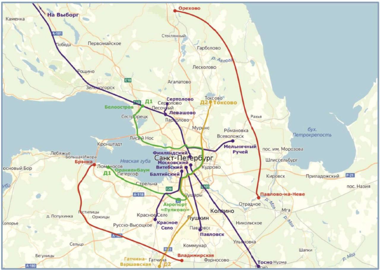 Схема электричек санкт петербурга московский вокзал