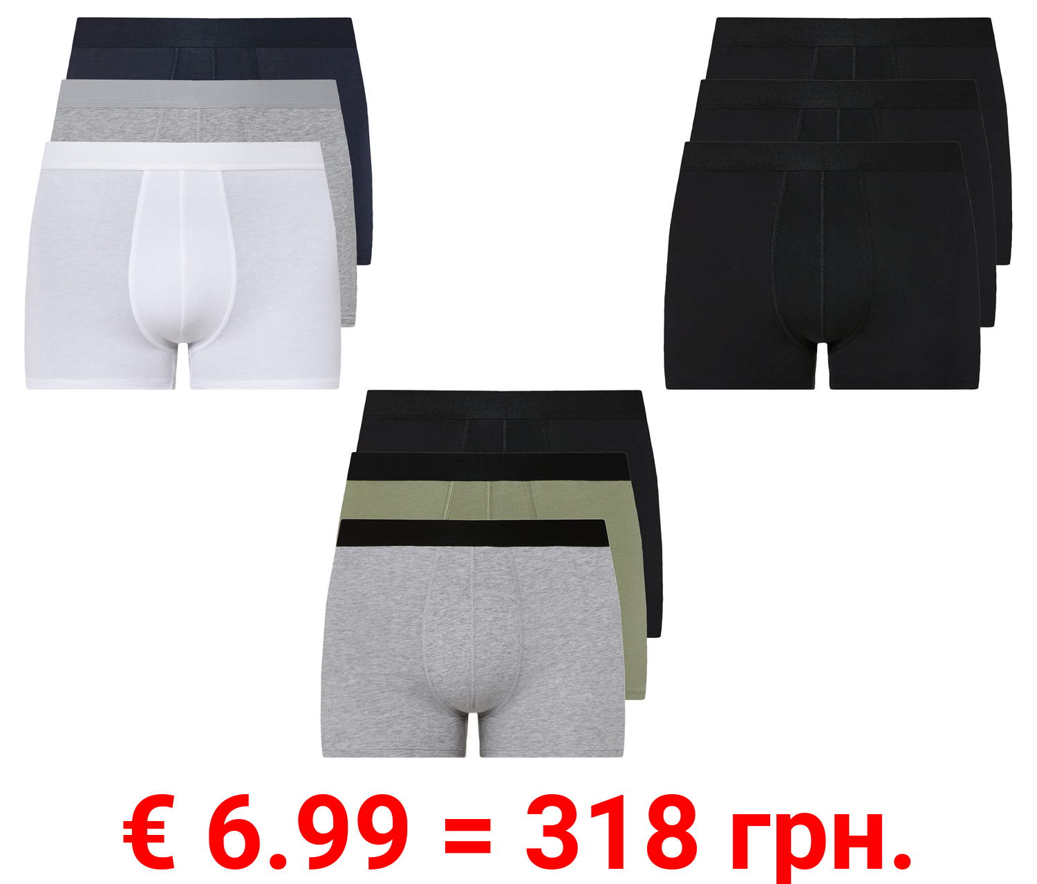 LIVERGY® Herren Boxer, 3 Stück, hoher Baumwollanteil