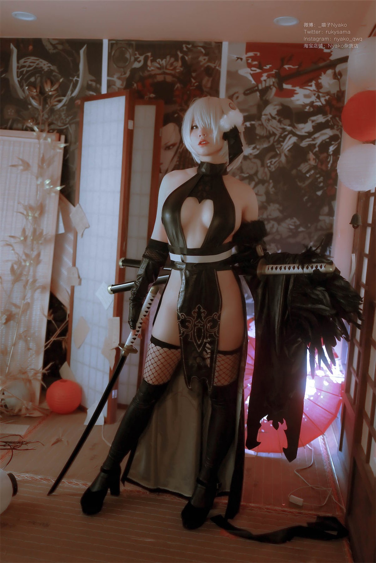 Cosplay Nyako喵子 2B同人旗袍 31