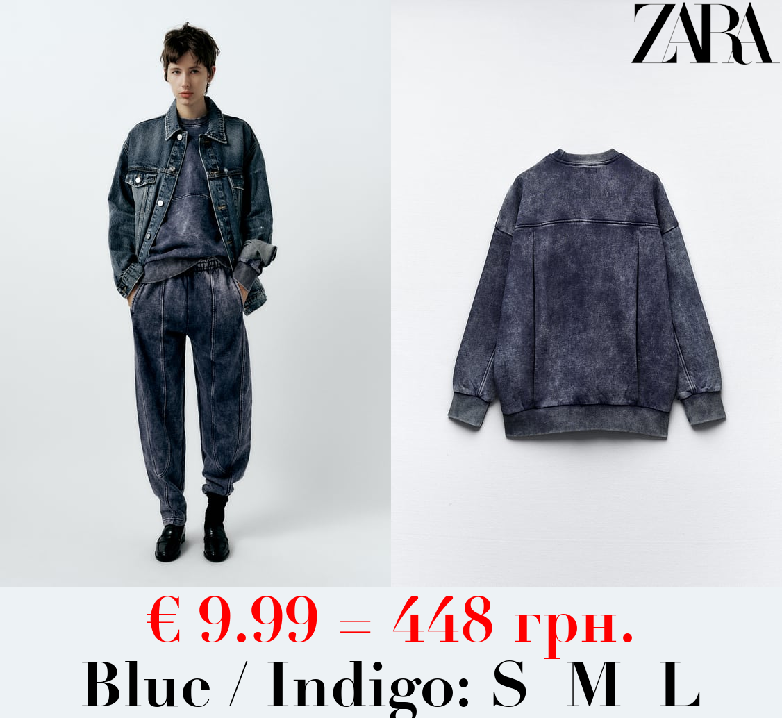 FADED-EFFECT PLUSH SWEATSHIRT