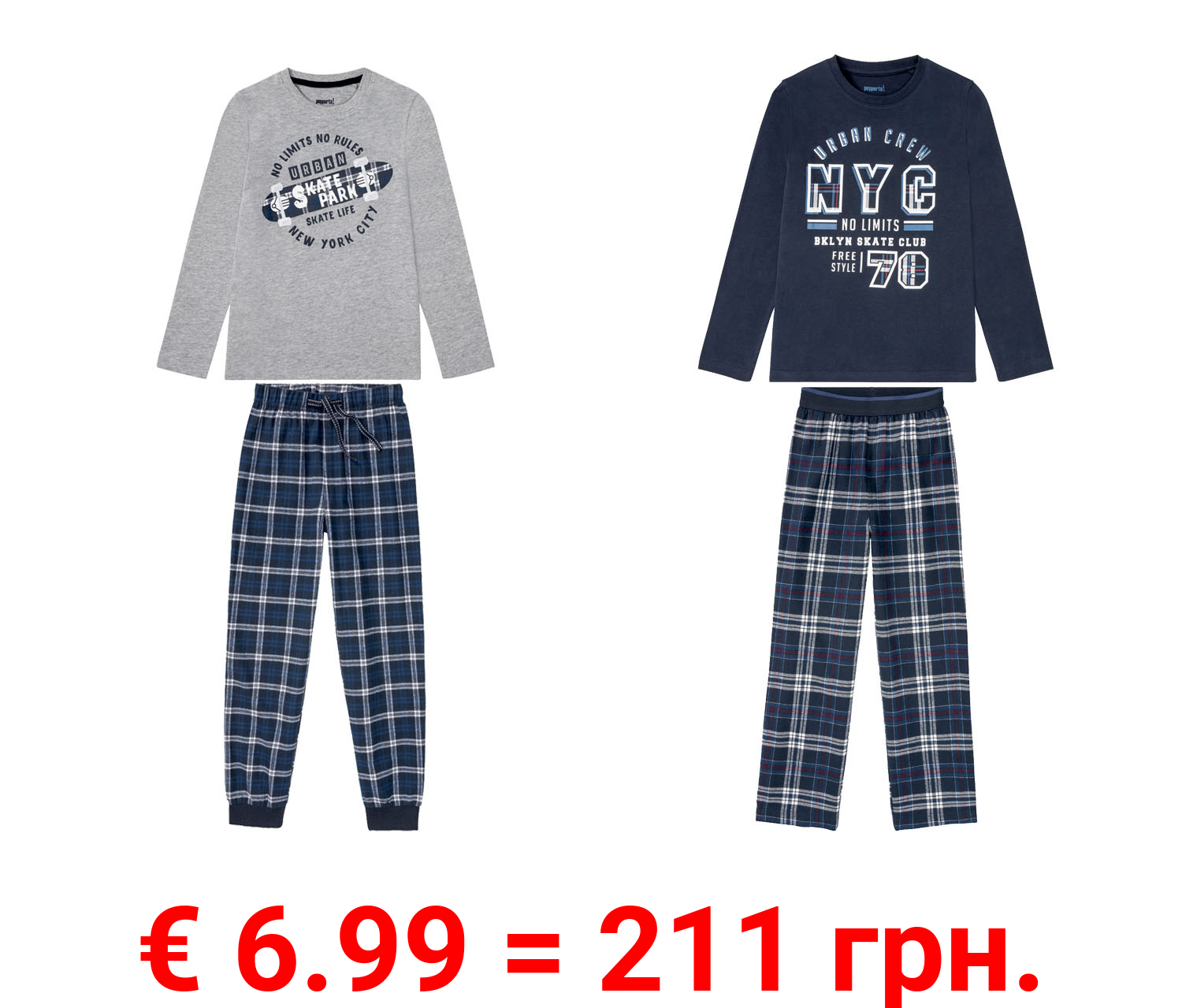 PEPPERTS® Pyjama Wirk / Flanell Jungen, mit coolem Print