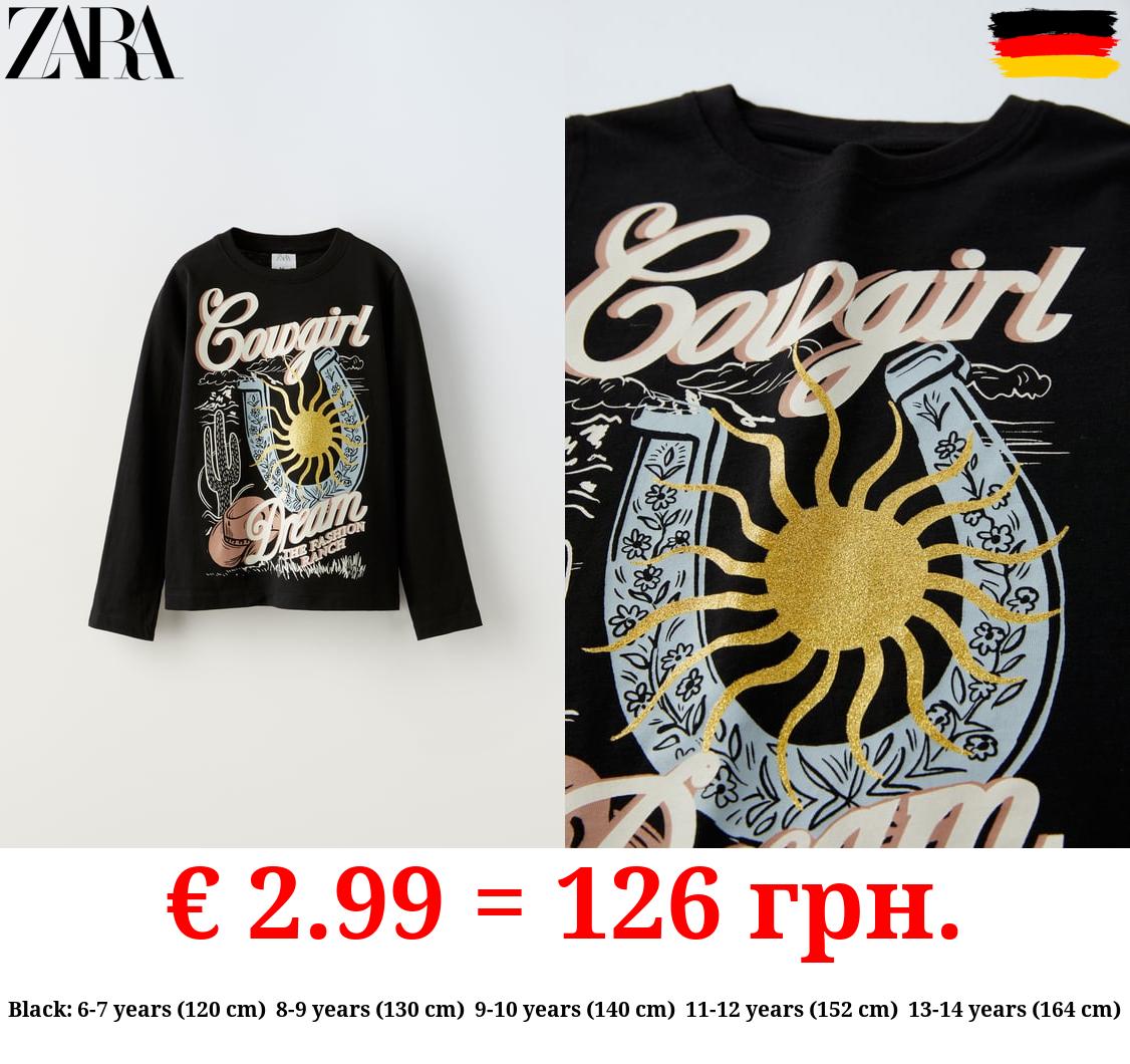 T-SHIRT WITH GLITTER PRINT