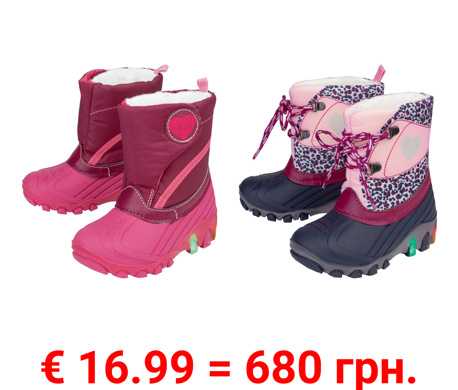 lupilu® Kleinkinder Mädchen LED-Winterstiefel mit Blink-Effekt