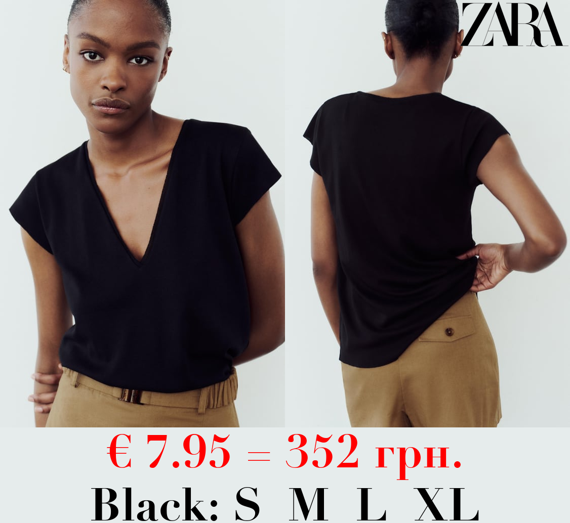 V-NECK COTTON T-SHIRT