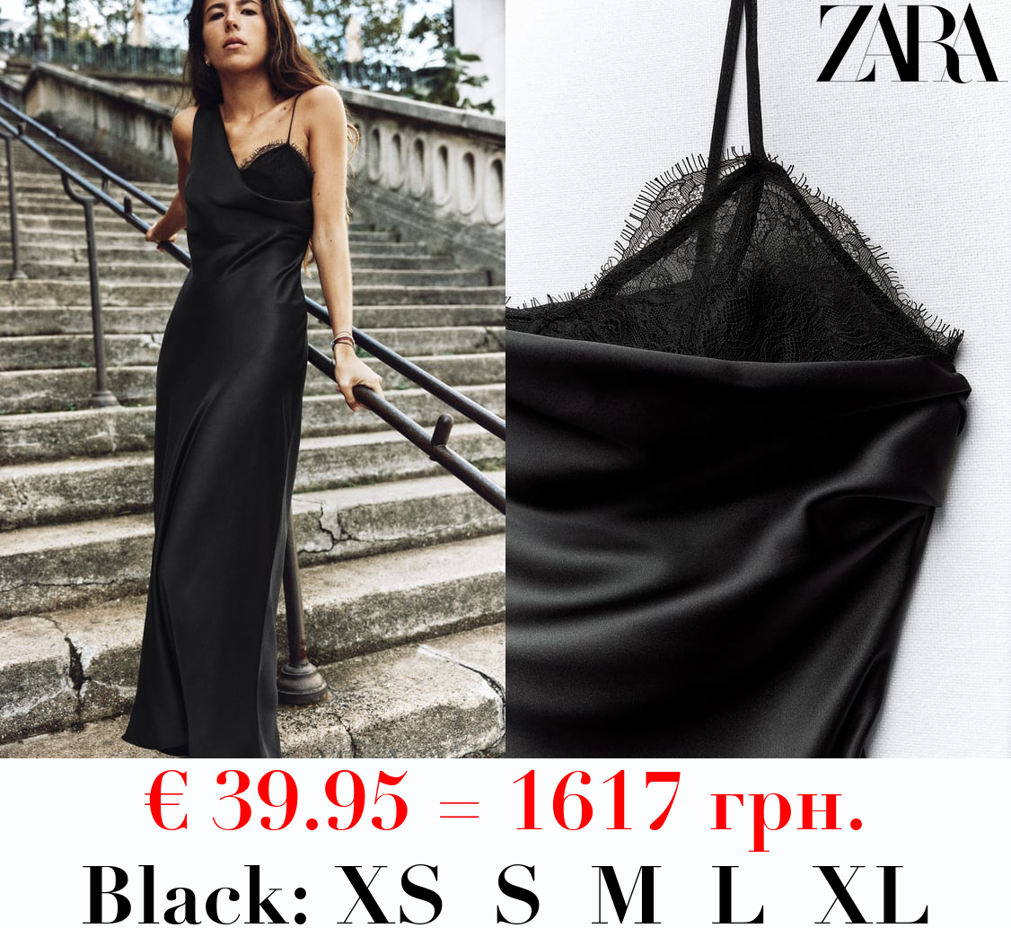 SATIN LACE SLIP DRESS