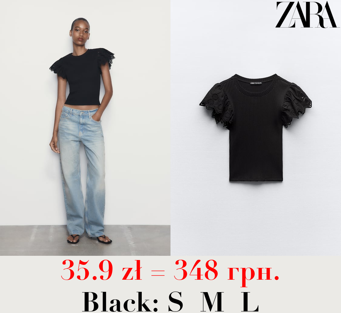 RIBBED TOP WITH CROCHET RUFFLE DETAILS