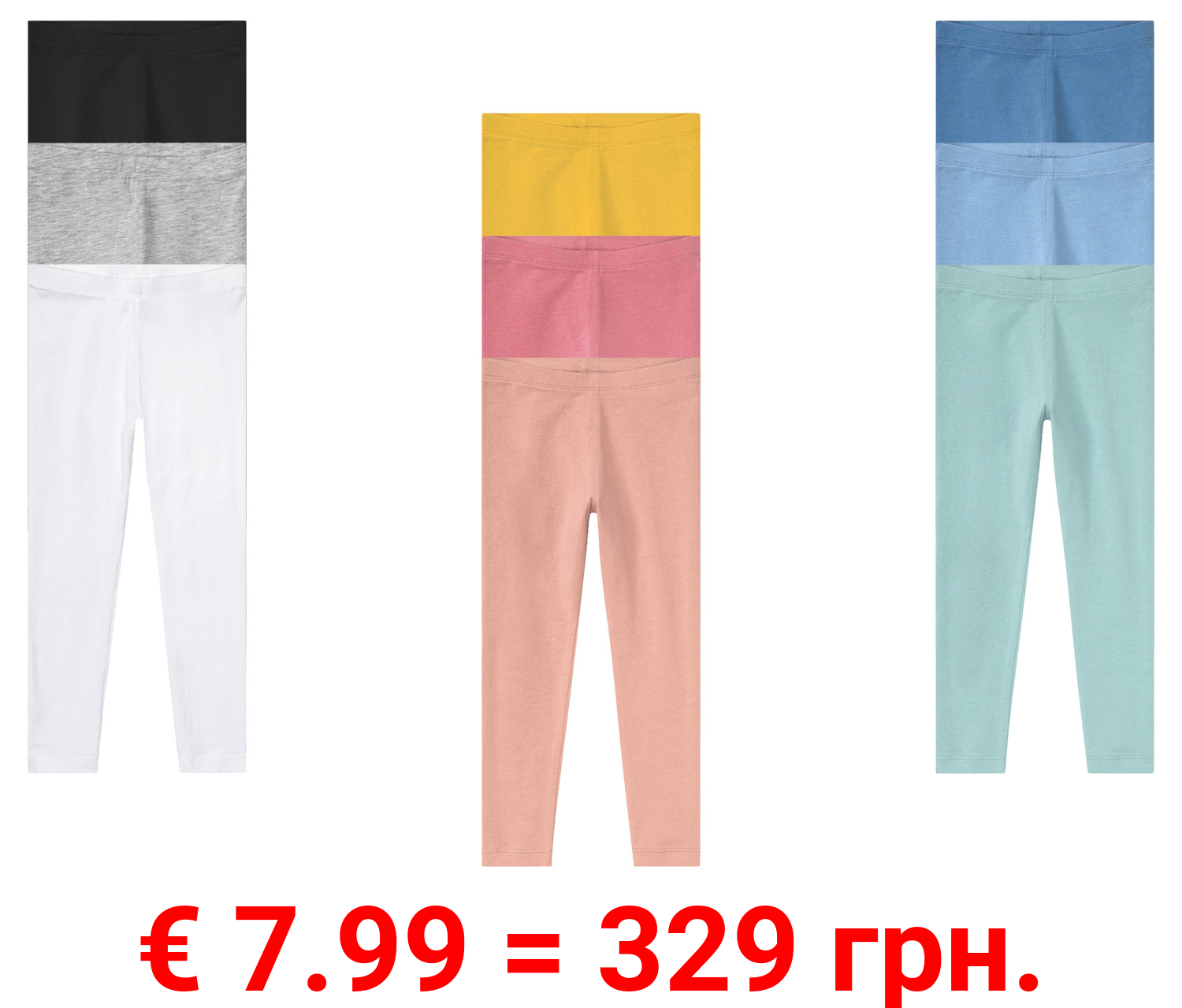 lupilu® Kleinkinder Mädchen Leggings, 3 Stück, mit hohem Baumwollanteil