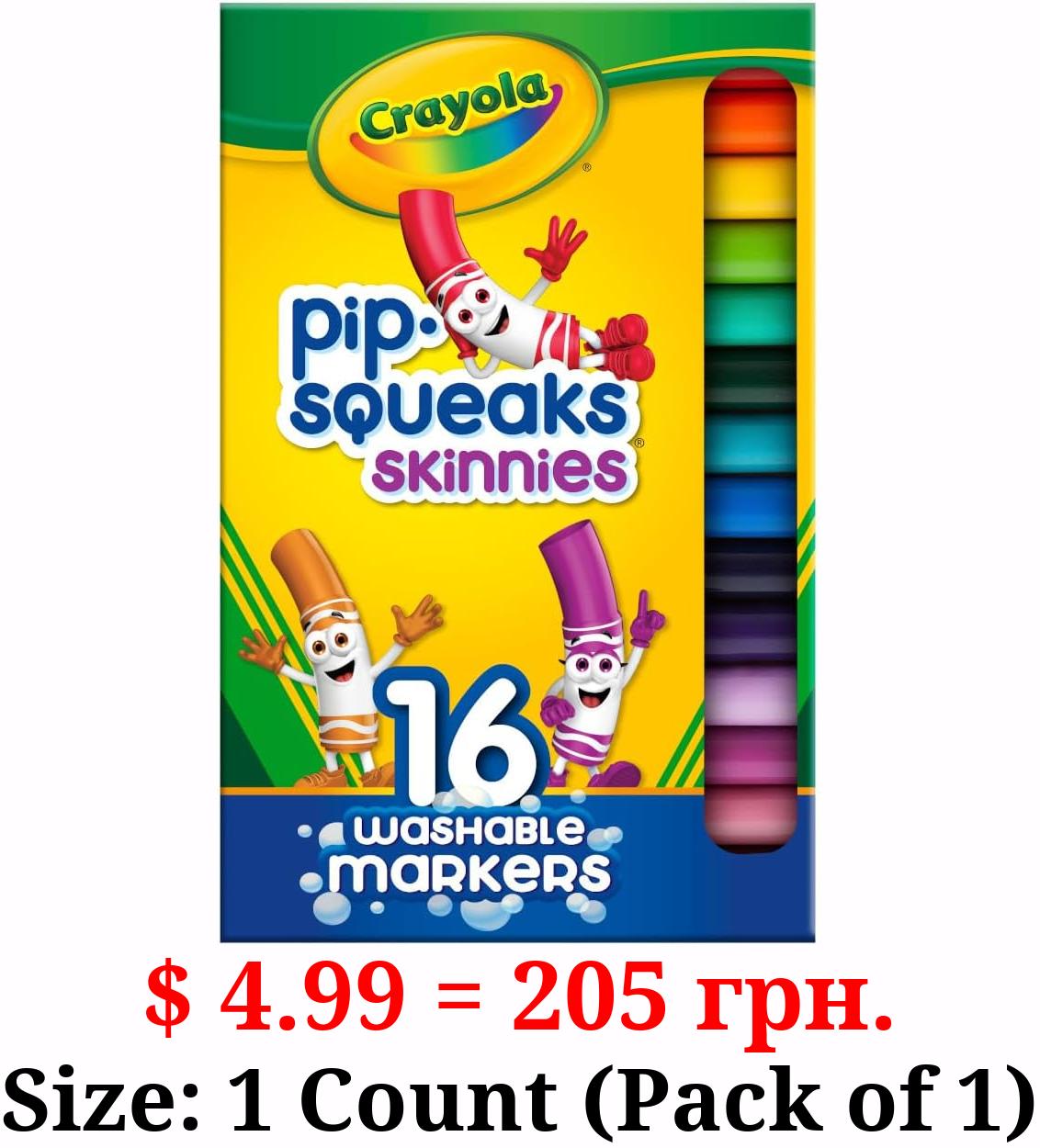Crayola Washable Pip Squeaks Skinnies Markers, 16 Count, School Supplies, Gifts for Boys and Girls