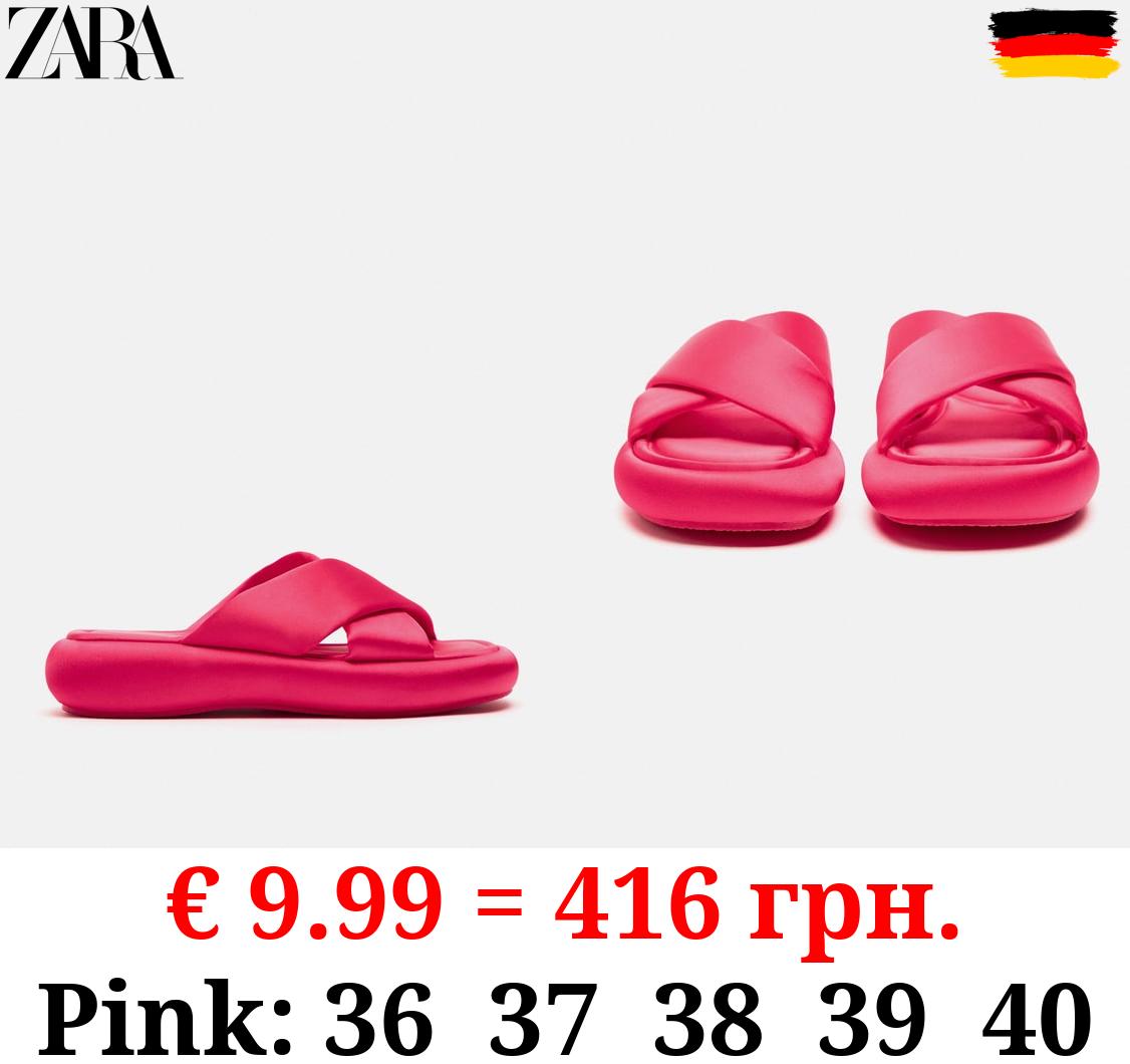 CRISS-CROSS FLAT FABRIC SLIDER SANDALS