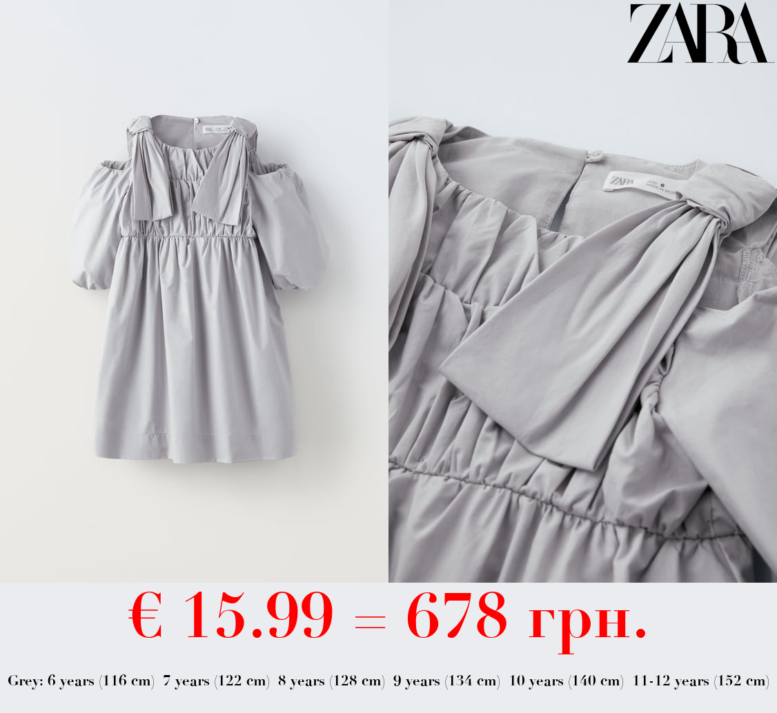 POPLIN DRESS WITH BOWS