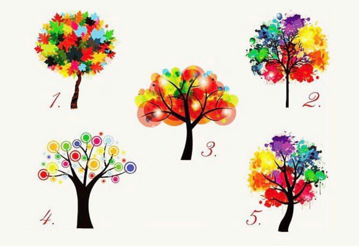 Лучший тест личности. Цветное дерево. Разноцветное дерево рисунок. Тест дерево. Тест выбери дерево.