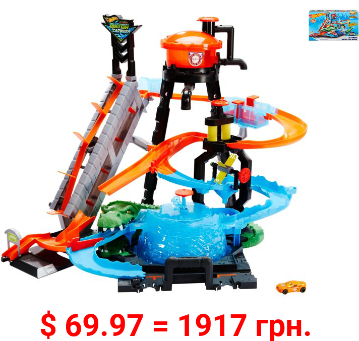 Hot Wheels Ultimate Gator Car Wash Play Set with Color Shifters Car