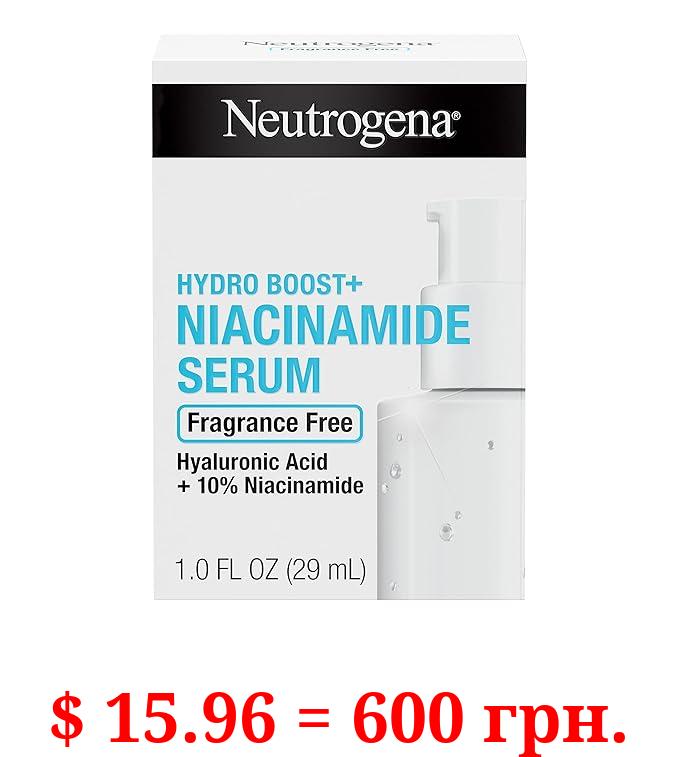 Neutrogena Hydro Boost + Niacinamide Serum for Face with Hyaluronic Acid & Vitamin B3, Multi-Action Face Serum to Hydrate & Improve Skin Complexion & Refine Look of Pores, Fragrance Free, 1 oz