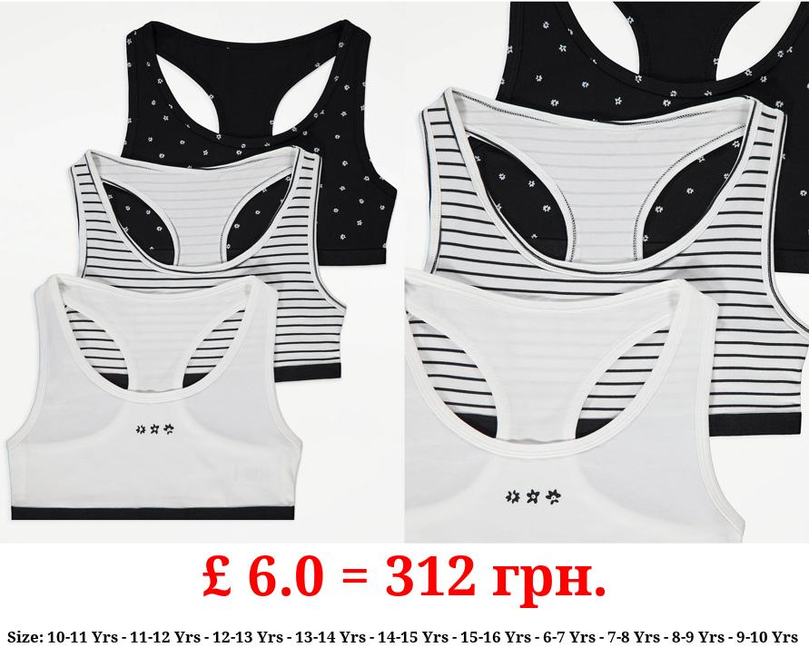 Flower and Stripe Racer Back Crop Tops 3 Pack