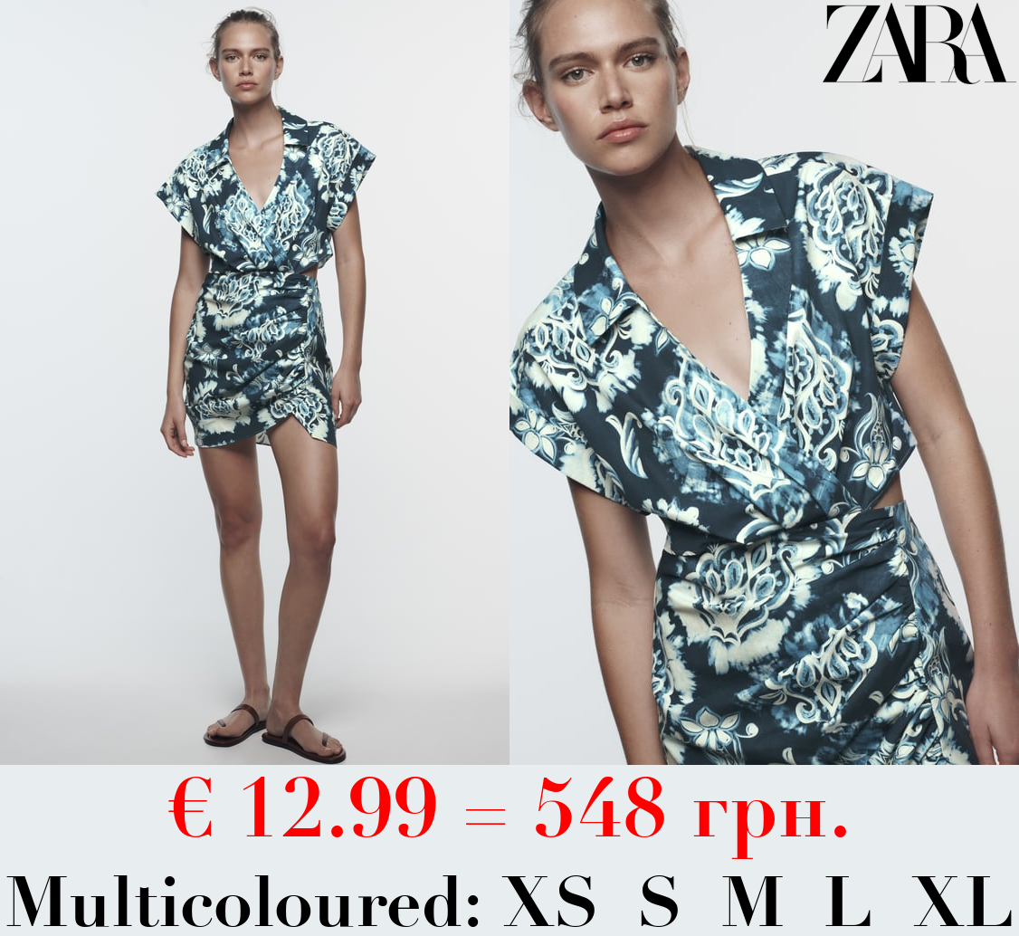 PRINTED MINI DRESS WITH CUT-OUT DETAIL