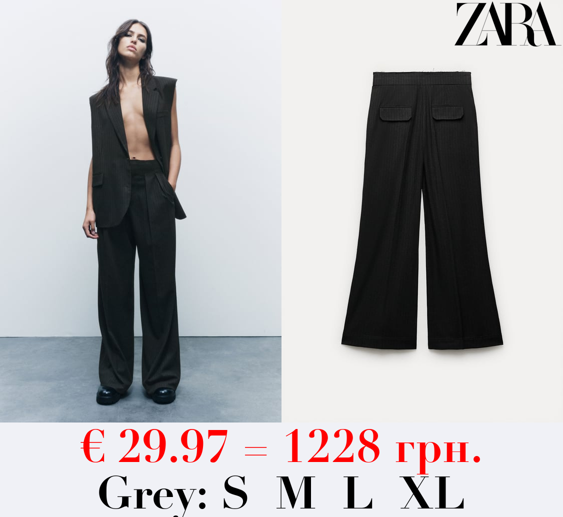 ZW COLLECTION DARTED PINSTRIPE TROUSERS