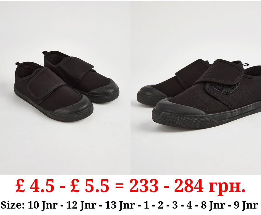 Black Wrap Strap Plimsolls