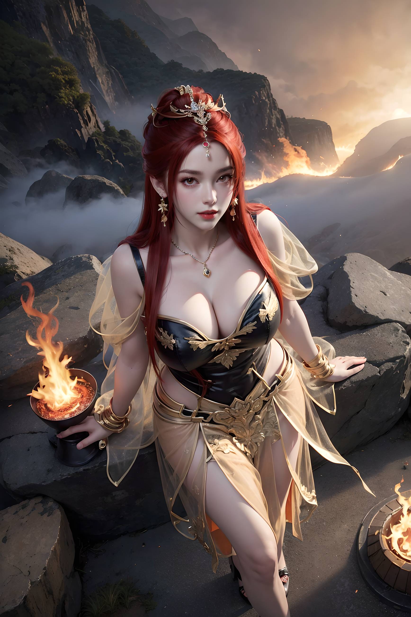 图片[31]-完美世界-曼珠沙华 户外红色礼服-六色网