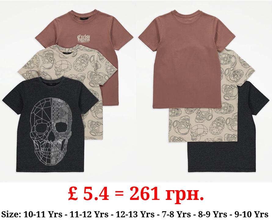 Geometric Skull T-Shirts 3 Pack