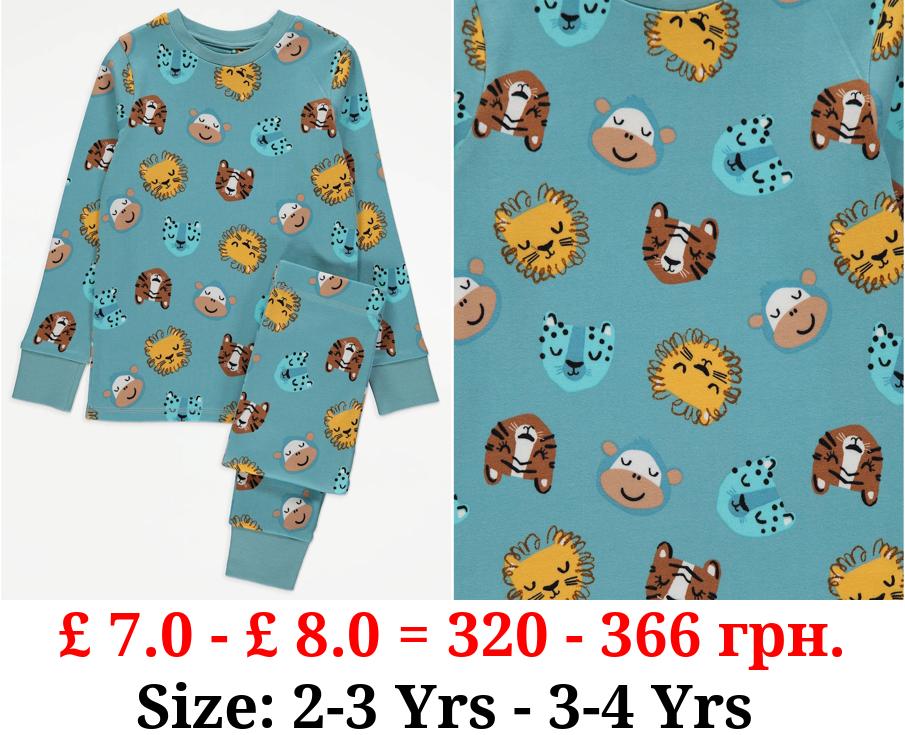 Blue Happy Animals Long Sleeve Pyjamas