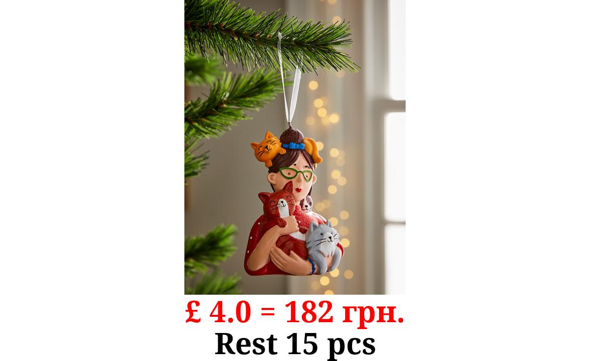 Cute Cat Lady Christmas Bauble