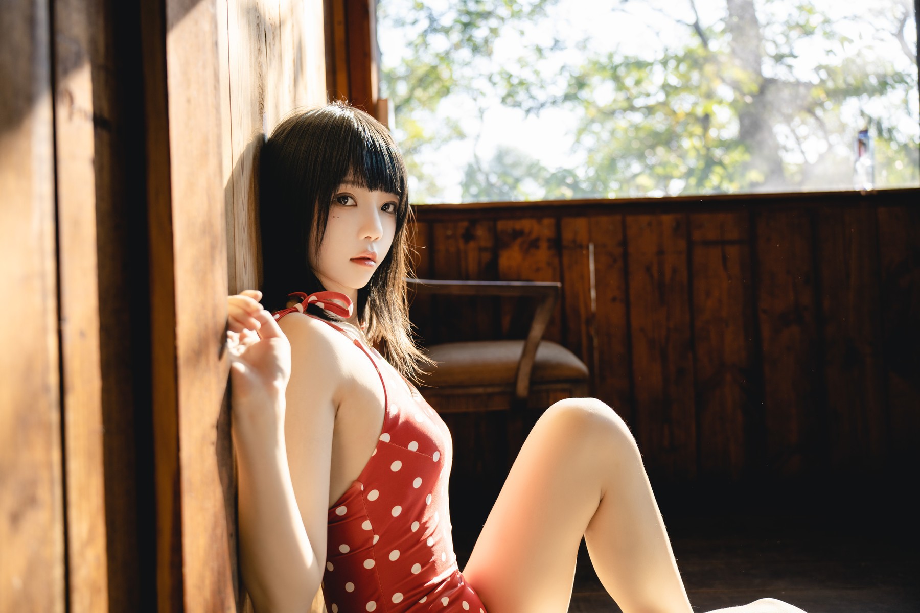 Cosplay 桜桃喵 红波点 Red Polka Dot 4