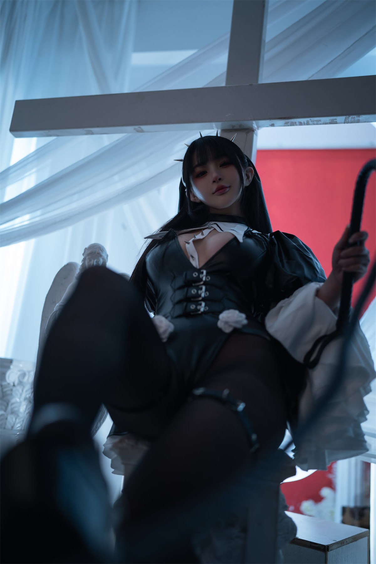 Cosplay 桜井宁宁 皮衣修女 13