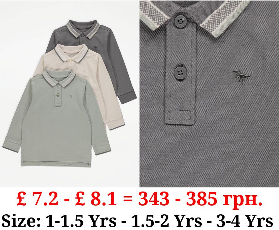 Long Sleeve Polo Tops 3 Pack