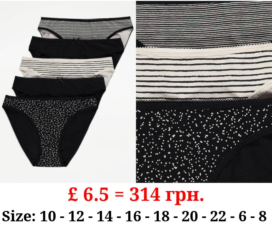 Printed High Leg Knickers 5 Pack