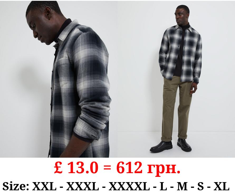 Black Checked Brushed Long Sleeve Shirt