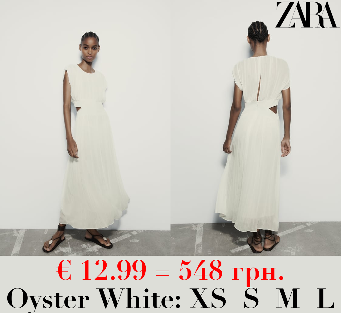 PLEATED MIDI DRESS WITH CUT-OUT DETAIL