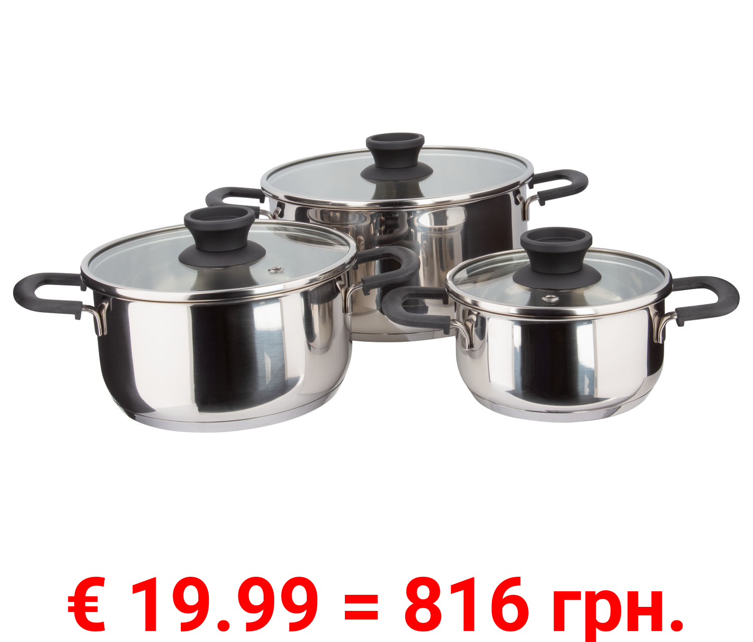 ERNESTO® Topfset, stapelbar, 3-teilig, mit Literskala