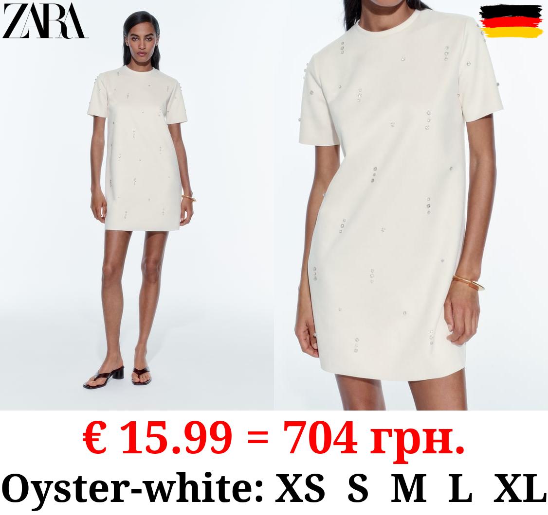 FAUX SUEDE DRESS WITH RHINESTONES