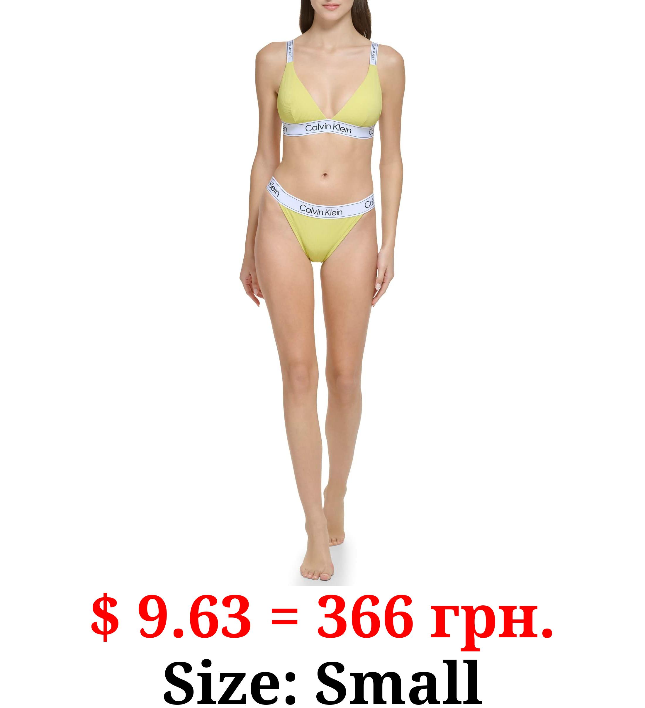 Calvin Klein Women's Standard Silky Rib Fabric Logo Waistband Swim Bottom