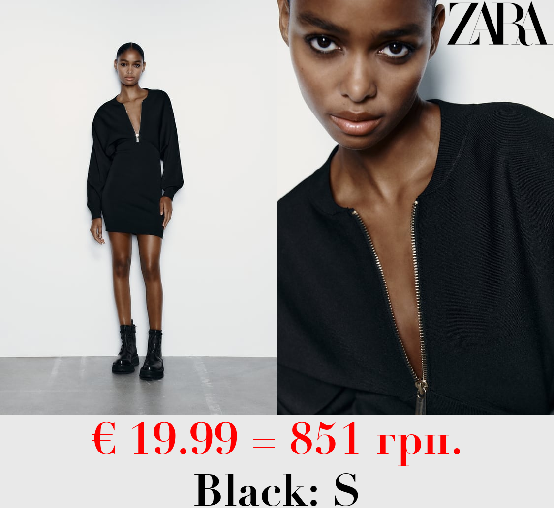 KNIT BOMBER JACKET DRESS WITH ZIP