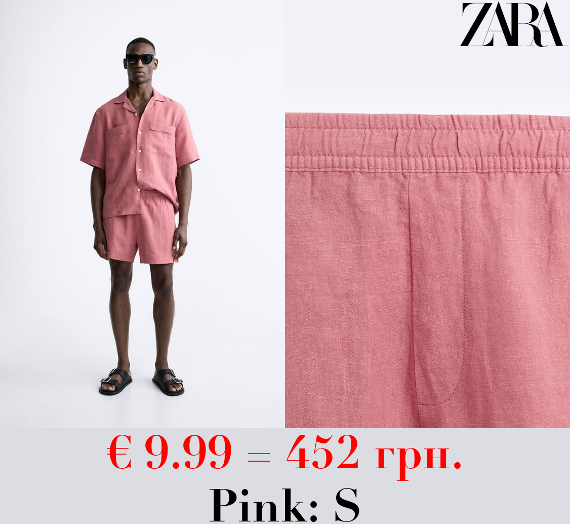 100% LINEN BERMUDA SHORTS