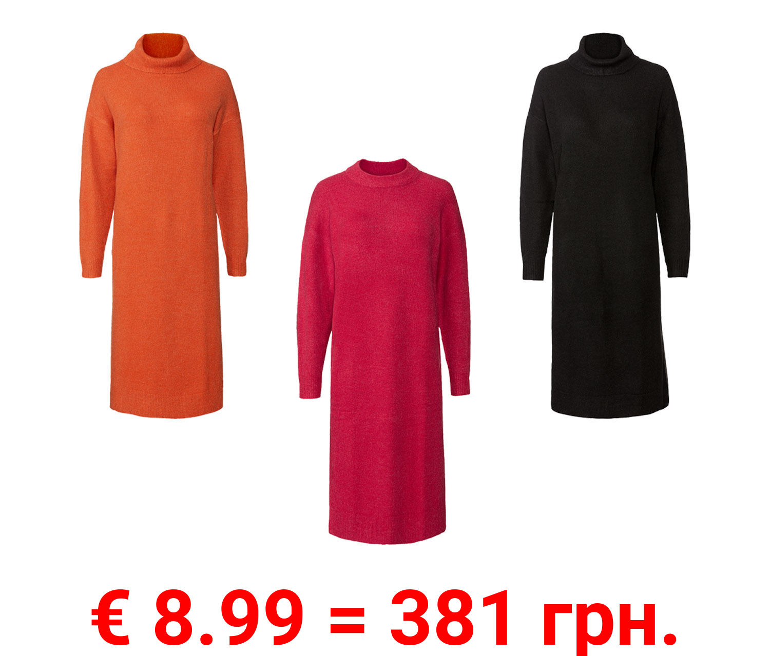 esmara® Damen Grobstrick Pulloverkleid im Oversize-Look