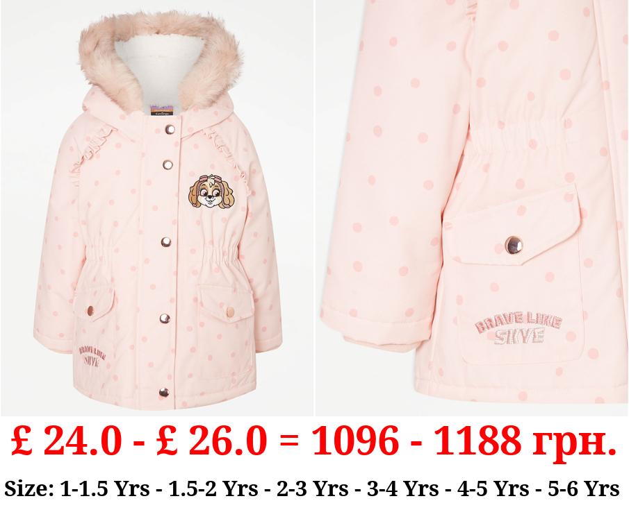 PAW Patrol Pink Spot Faux Fur Trim Parka Coat