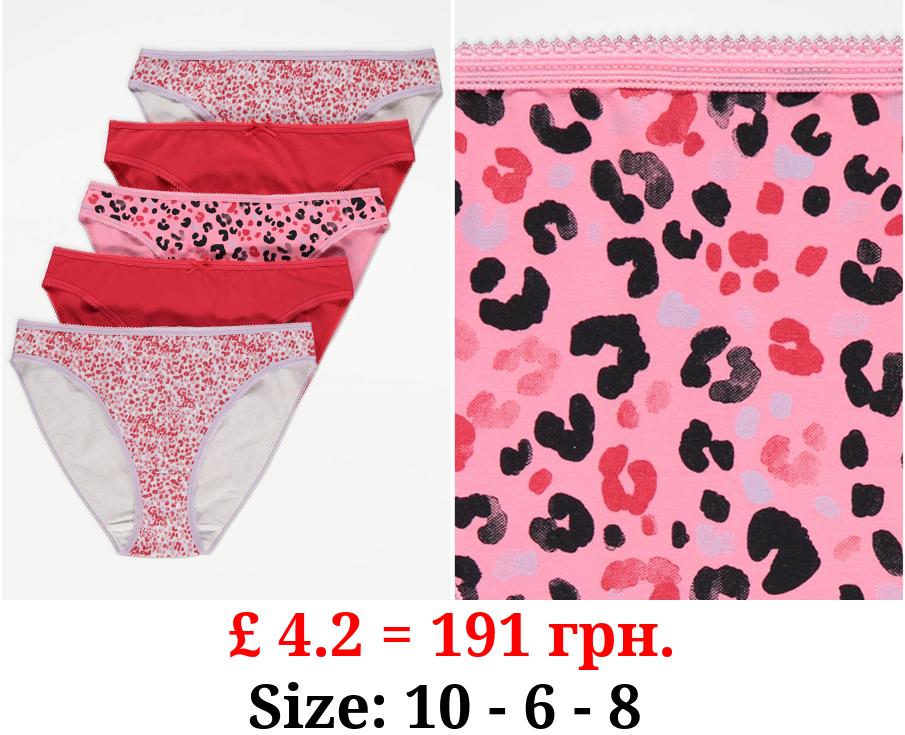 Animal Print High Leg Knickers 5 Pack