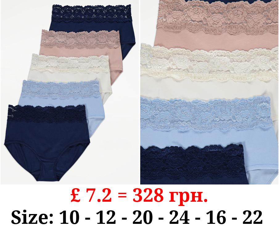 Lace Trim Full Briefs 5 Pack