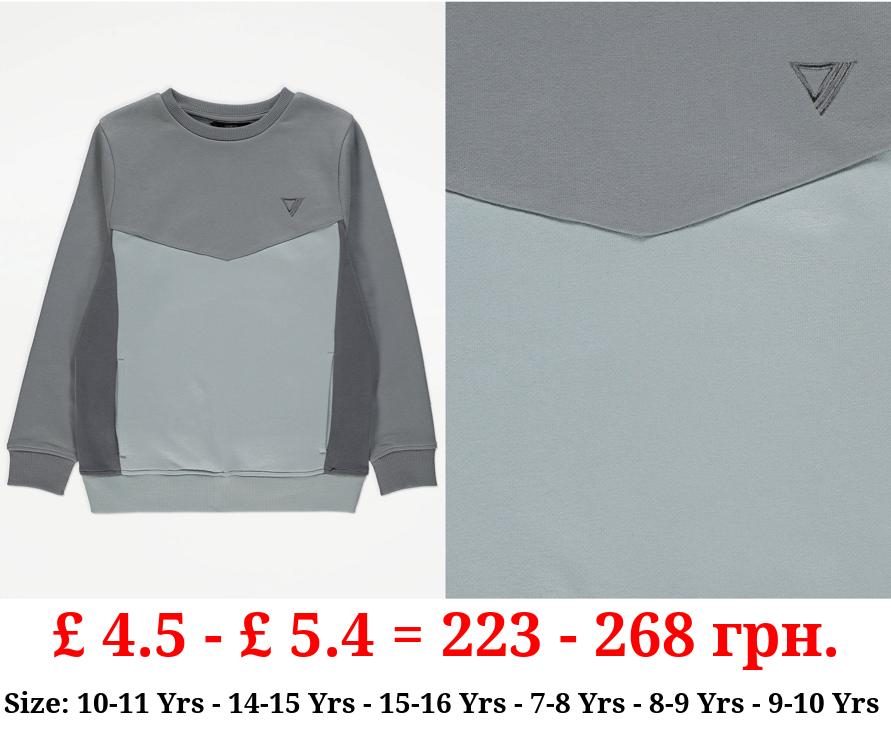 Blue Colour Block Logo Sweatshirt